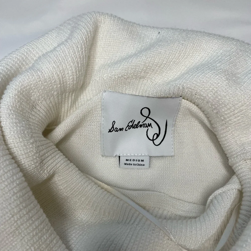 Sam Edelman Ivory Sweater Dress w/ Cowl Neck & Tie Waist – Size M